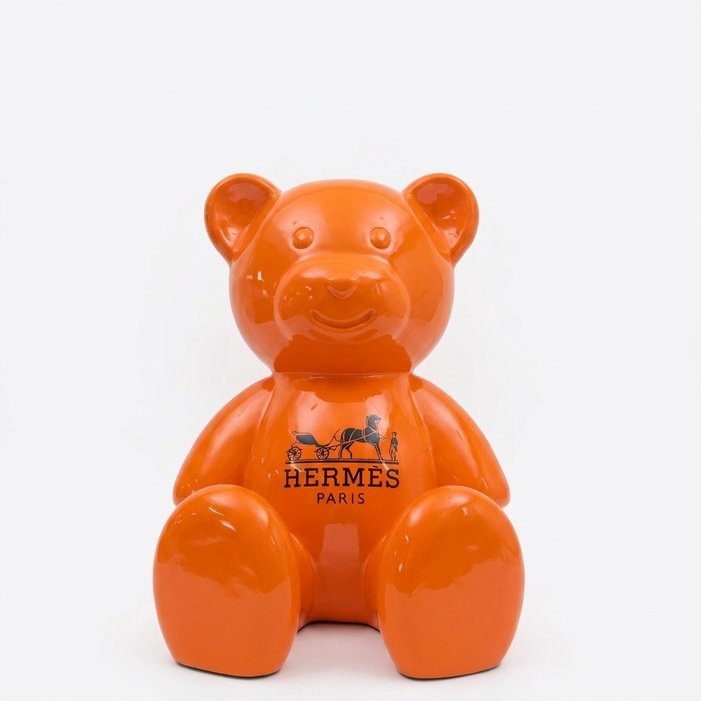 Teddybär Skulptur sitzend 120 cm – Orange