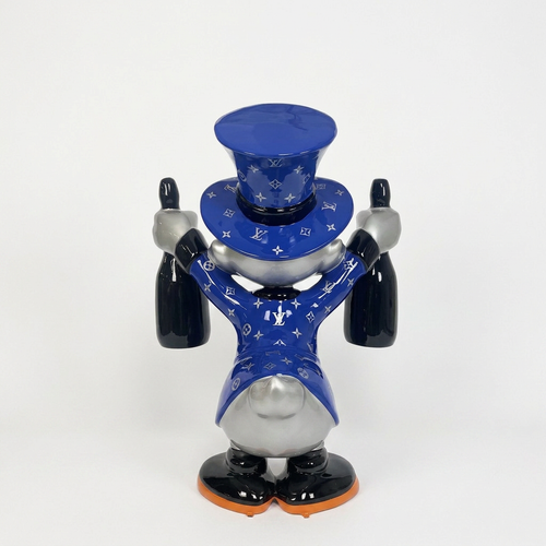 Champagner-Ente Skulptur 120 cm – Blau