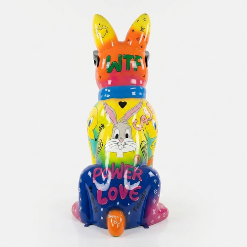 Bulldogge Skulptur sitzend mit Sonnenbrille 190 cm – Cartoon