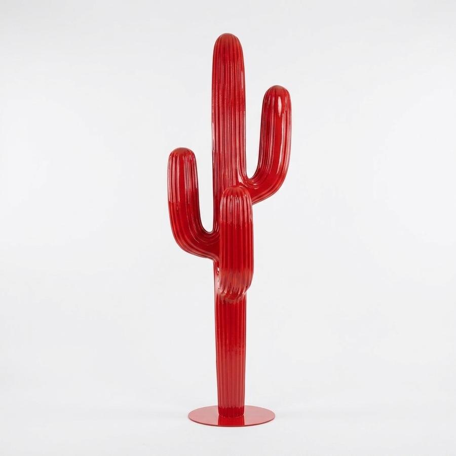 Kaktus Skulptur 195 cm – Leuchtrot